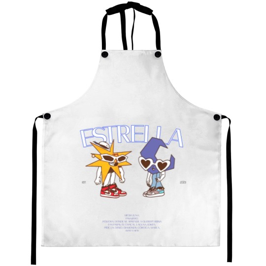 Discover MORA Merch Estrella Album Tracklist Back Design Aprons Mora Graphic Aprons