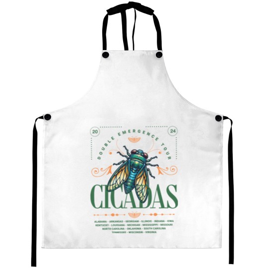 Discover Cicada 2024 Summer Tour  Aprons, Funny Double Emergence Unisex Cicada Aprons