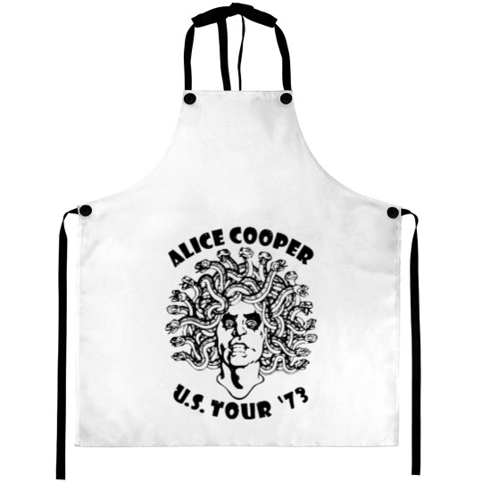 Discover Alice Cooper Men's Aprons, Medusa USA Tour 1973 Cover White Graphic Aprons
