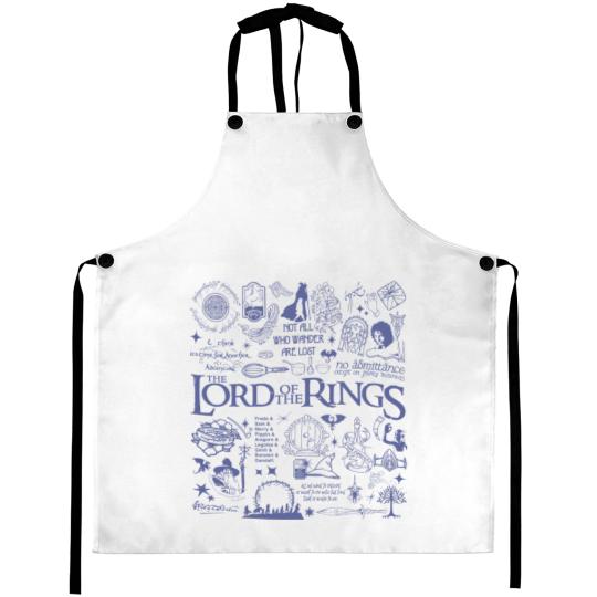 Discover The Lord of the Rings Blue Doodle Aprons, Aragorn Gandalf Frodo Baggins Aprons