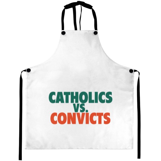 Discover Catholics Vs. Convicts Retro 1988 Football Game Aprons