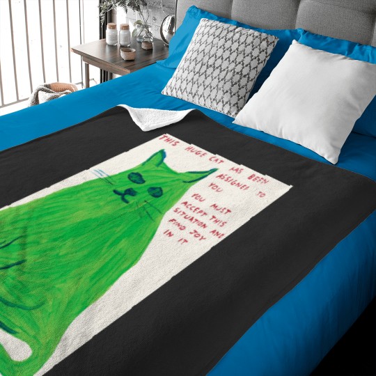Discover david shrigley artthis huge cat Baby Blankets