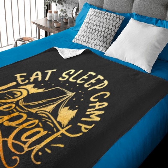 Discover eat sleep camp repeat designe for men and women Baby Blankets