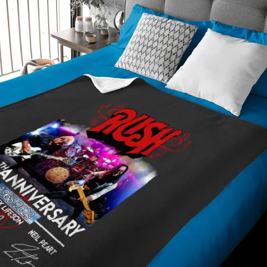 Discover 55 Years RUSH Band 1968-2023 Signatures Baby Blankets