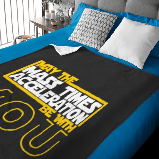 Discover MAY THE MASS TIMES ACCELERATION BE WITH YOU Fitted Baby Blankets