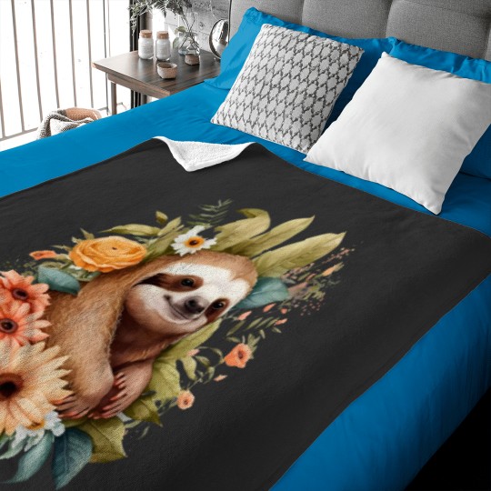 Discover Sloth Lover Baby Blankets featuring Floral and Graphic Prints