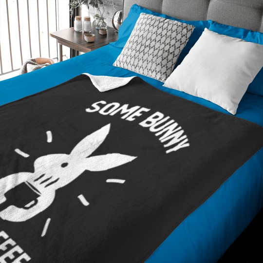 Discover Some Bunny Needs Coffee Funny Rabbit For Easter Day Baby Blankets