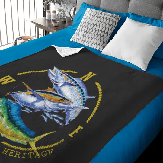 Discover Mahi Mahi Tuna Kingfish Nautical Fishing Baby Blankets