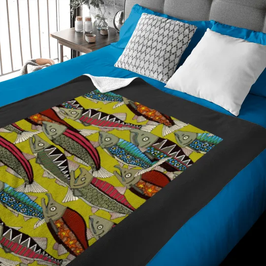 Discover Alaskan salmon chartreuse Graphic Baby Blankets
