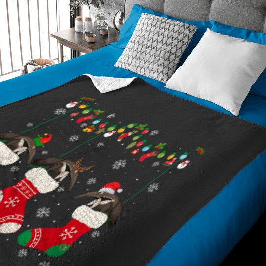 Discover Anteater in Christmas Socks Santa Hat Lights Sweater Xmas Baby Blankets