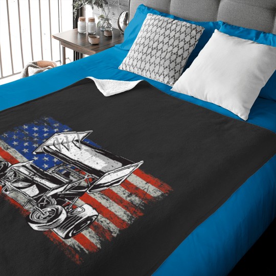 Discover Sprint Car Racing Flag Vintage Racer Dirt Track Racing Baby Blankets