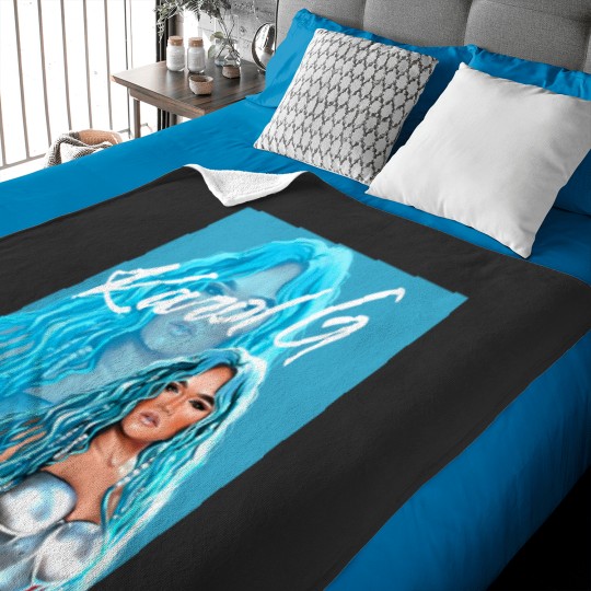 Discover Rectangle Karol  with Blue Hair Illustration Baby Blankets