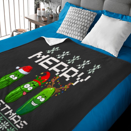 Discover Pickle Lover Xmas Lighting Santa Ugly Pickle Baby Blankets
