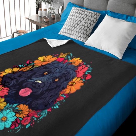 Discover Portuguese Water Dog Flowers 2024 Baby Blankets