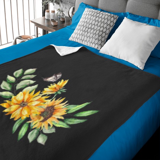 Discover Funny Sunflower Butterflies Dreams Monarchs Natural Baby Blankets