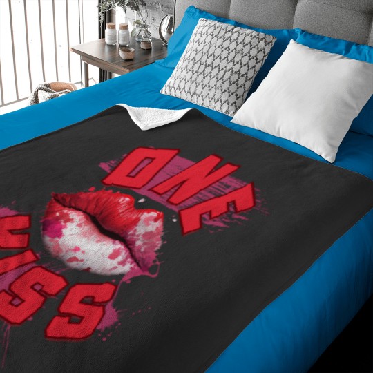 Discover Red-pink Lips One Kisss Baby Blankets