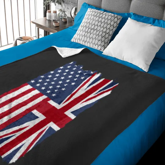 Discover United States with United Kingdom Flag Mix US and UK Union Jack Baby Blankets
