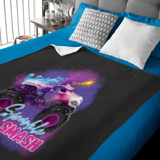 Discover Sparkle Smash Monster Truck Shirt, Unicorn Monster Truck Shirt Baby Blankets