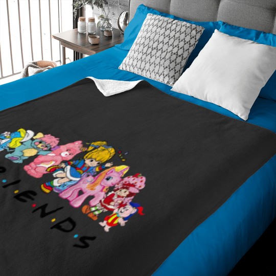 Discover 80s Cartoon Friends Nostalgia Shirt, Strawberry Shortcake And Rainbow Brite Shirt Baby Blankets