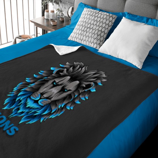 Discover The Lions blue Icon With Winners Baby Blankets