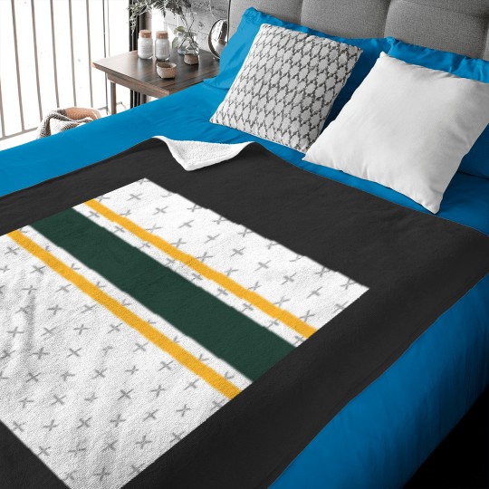 Discover White, Green, &amp Gold Power Stripe Baby Blankets