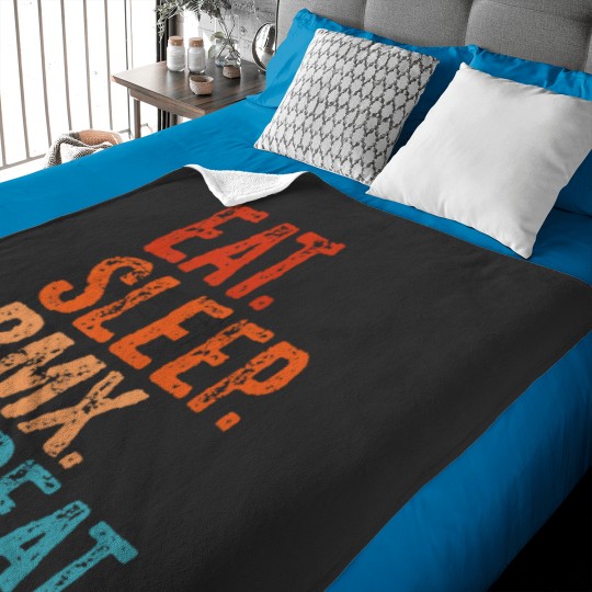 Discover BMX Bike Eat Sleep BMX Repeat Funny Bike Racing Vintage Braap Baby Blankets