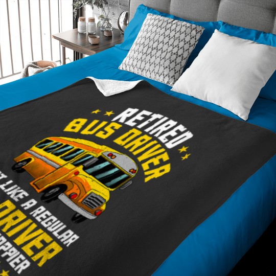 Discover Funny Retired Bus Driver Gift Men Women School Retirement 3 Baby Blankets