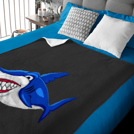Discover Smiling shark. King of the sea Baby Blankets