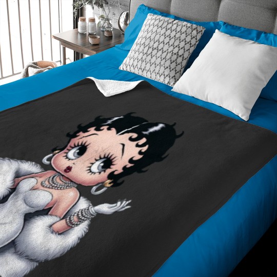 Discover Elegant Betty Boop in White Dress Fitted Scoop Baby Blankets