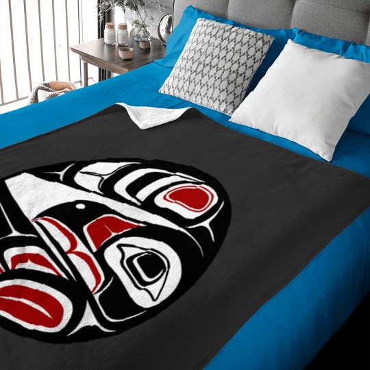 Discover Raven Moon, formline circle, sun, bird, thunder, eagle, crow, haida, salish Baby Blankets