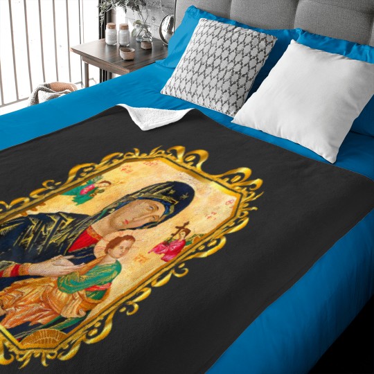 Discover our lady of perpetual help blessed mother mary catholic icon Baby Blankets