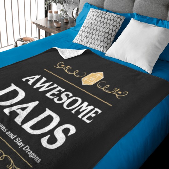 Discover Awesome Dads Explore Dungeons and Slay Dragons Baby Blankets