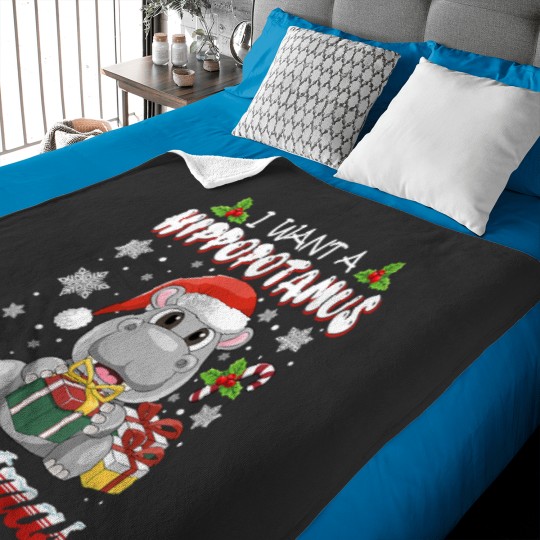 Discover Hippo Gift I Want A Hippopotamus For Christmas Xmas Hippo for Kid Women 291 Baby Blankets