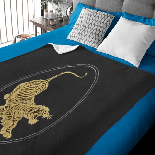 Discover Jerry Garcia Baby Blankets- Tiger Guitar emblem, Gold metallic ink on a Black Baby Blankets