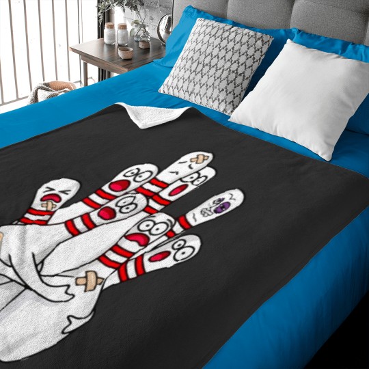 Discover Cartoon Bowling Scared Bowling Pins Funny Sport Bowler Baby Blankets