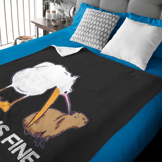 Discover This is fine Meme funny Capybara dog Pelican Nihilism Joke Baby Blankets