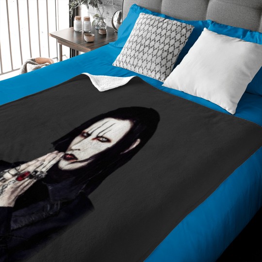 Discover Marilyn Manson Red Lips Rock Heavy Metal Baby Blankets