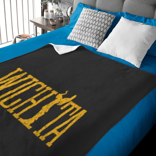 Discover Wichita Keeper Of The Plains Yellow Distressed Wic Baby Blankets