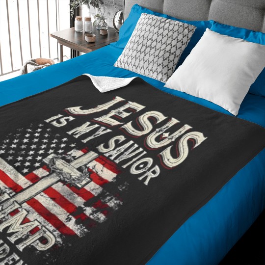 Discover Jesus Is My Savior Trump Is My President American Flag Baby Blankets