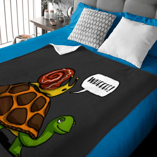 Discover Snail Riding Turtle Baby Blankets