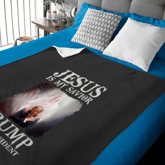 Discover Jesus Is My Savior Trump Is My President Baby Blankets