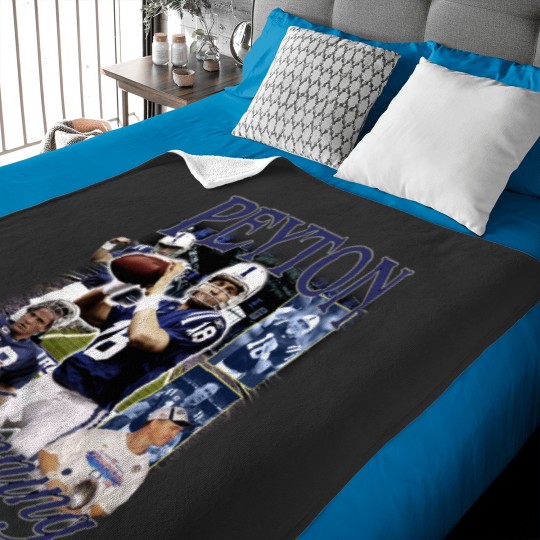 Discover Vintage 90s Graphic Style Peyton Manning Baby Blankets