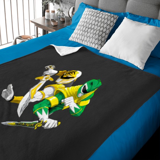 Discover Green and White Power Rangers Baby Blankets
