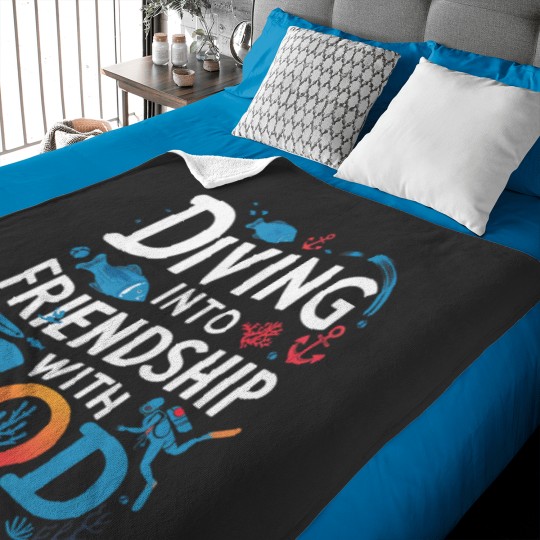 Discover divings Into Friendship God Underwater SCUBAs VBS 2024 Beach Baby Blankets