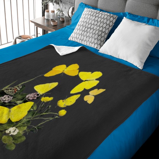 Discover Yellow Butterflies & Flowers Classic Baby Blankets