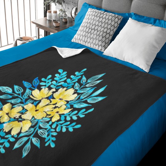 Discover Yellow Blue Wildflower Bunch Classic Baby Blankets