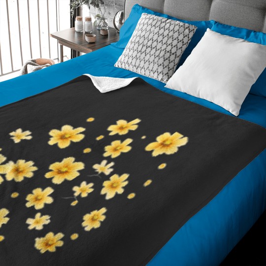 Discover Yellow Cosmos Flowers Pattern Classic Baby Blankets