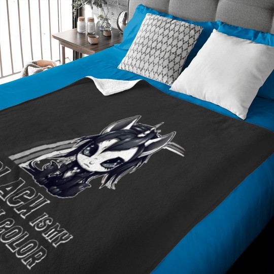 Discover black is my happy color goth girl emo gothic unicorn Baby Blankets