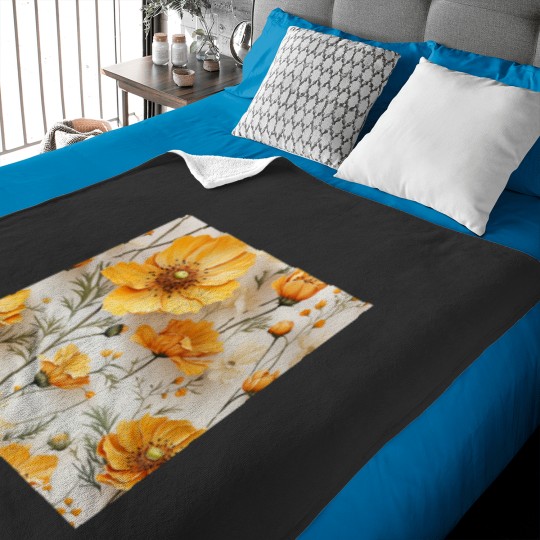 Discover Yellow Cosmos Flowers Classic Baby Blankets