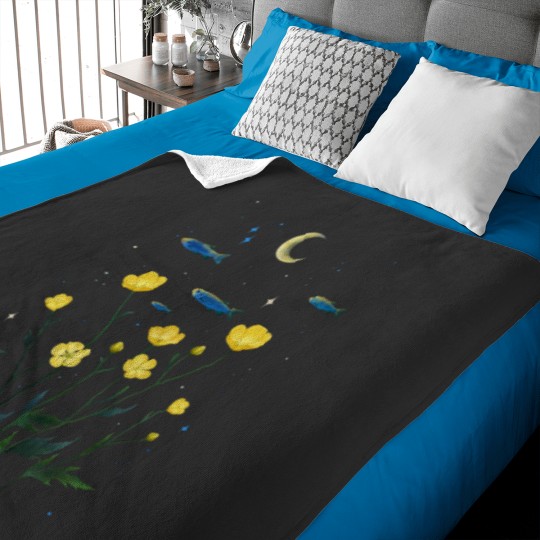 Discover Flowers and Fish Classic Baby Blankets